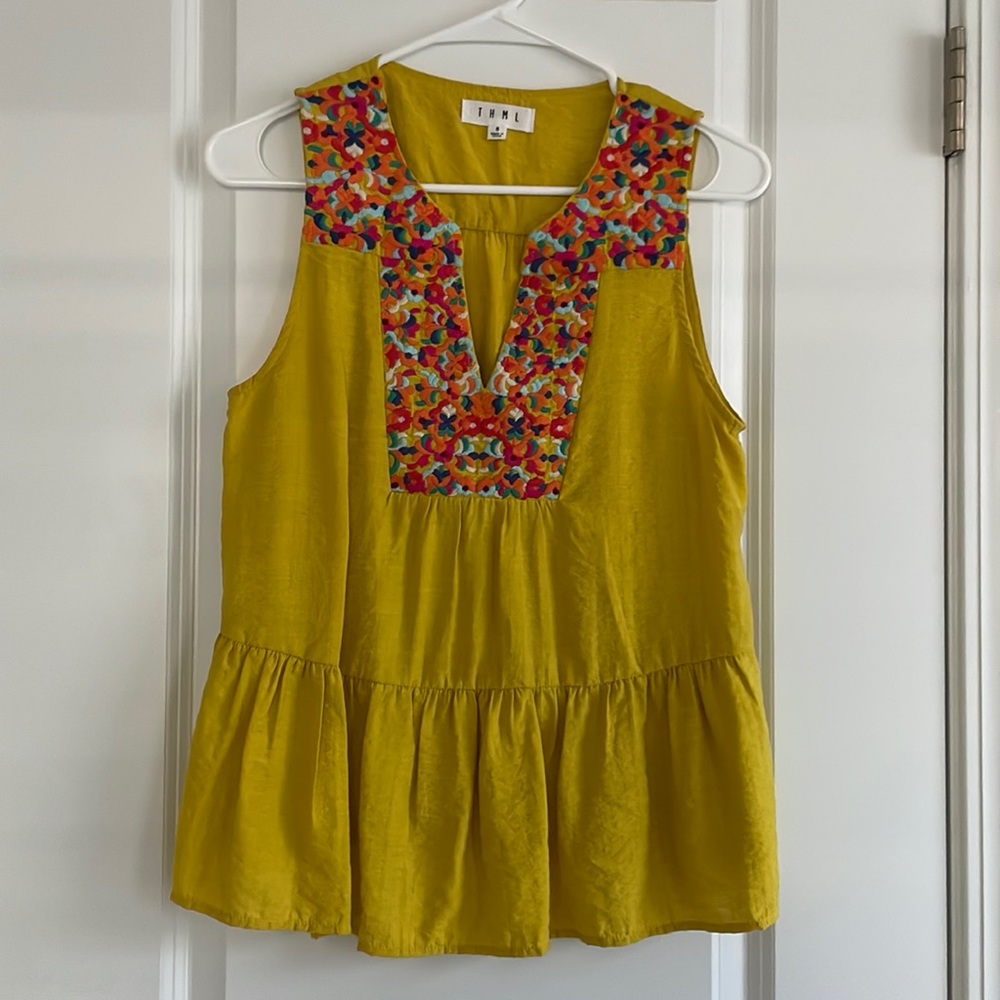 THML yellow embroidered shirt